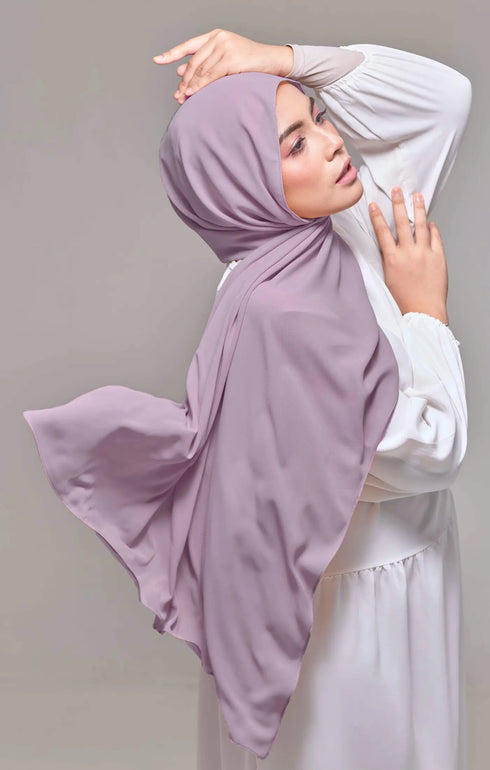 hawl Plain Smokey Purple flat lay showing overall shawl size and plain design