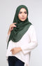 Woman wearing Emerald Green Semi Instant shawl front drape view showing full length and soft chiffon