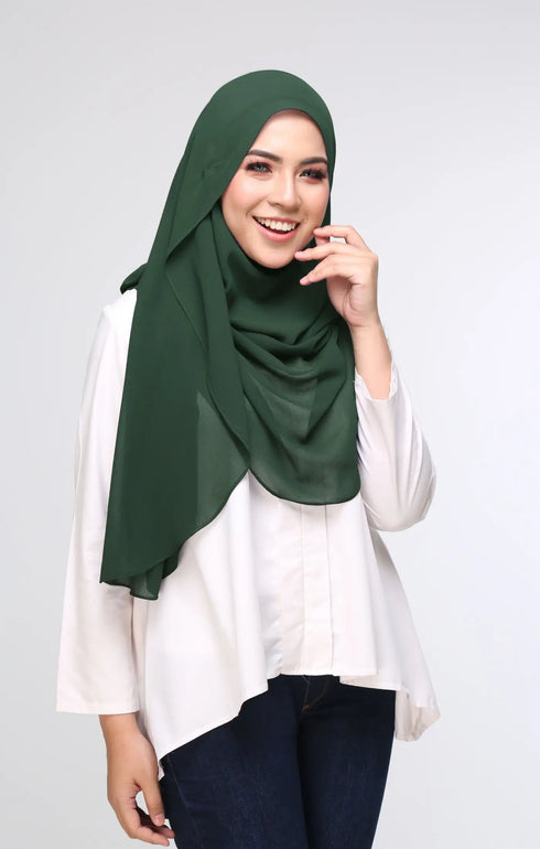 Woman wearing a Semi Instant Shawl Semi Instant Shawl styling shot showing shawl wrapped on model