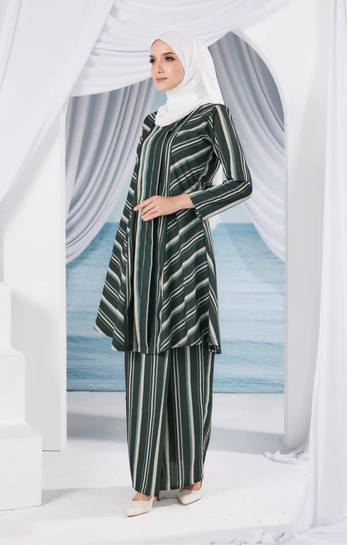 LIYANA KEBARUNG LINEN | EMERALD GREEN STRIPE