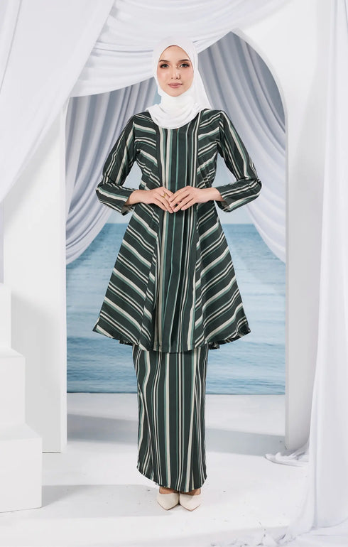 LIYANA KEBARUNG LINEN | EMERALD GREEN STRIPE