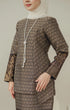 Side view C Luxe Kurung Kedah Black highlighting long straight sleeve and silhouette