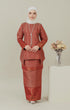 Front view C Luxe Kurung Kedah Maroon showing brocade kurung design and fit