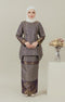 Front view C Luxe Kurung Kedah Navy Blue showing brocade kurung design and fit