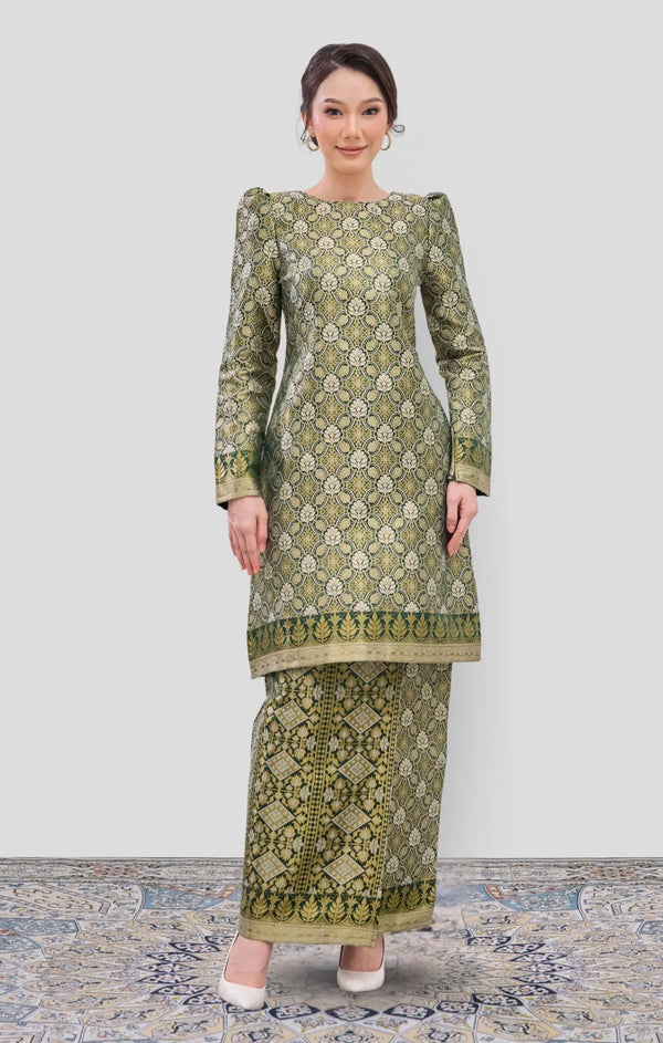 baju kurung brocade EMERALD GREEN GOLD