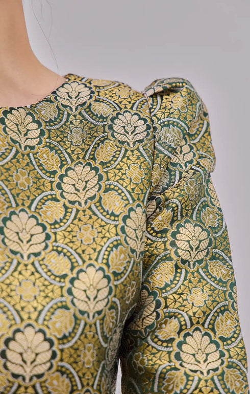 EMERALD GREEN GOLDbaju kurung brocade