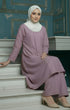 Kebarung Smokey Purple side view showing flowy kebarung klasik fit sitting on a staircase