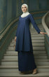 Kebarung Klasik Plain Navy Blue Full view showing flowy kebarung silhouette