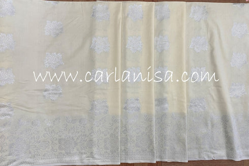 Songket Tenun 3D | Cream Silver
