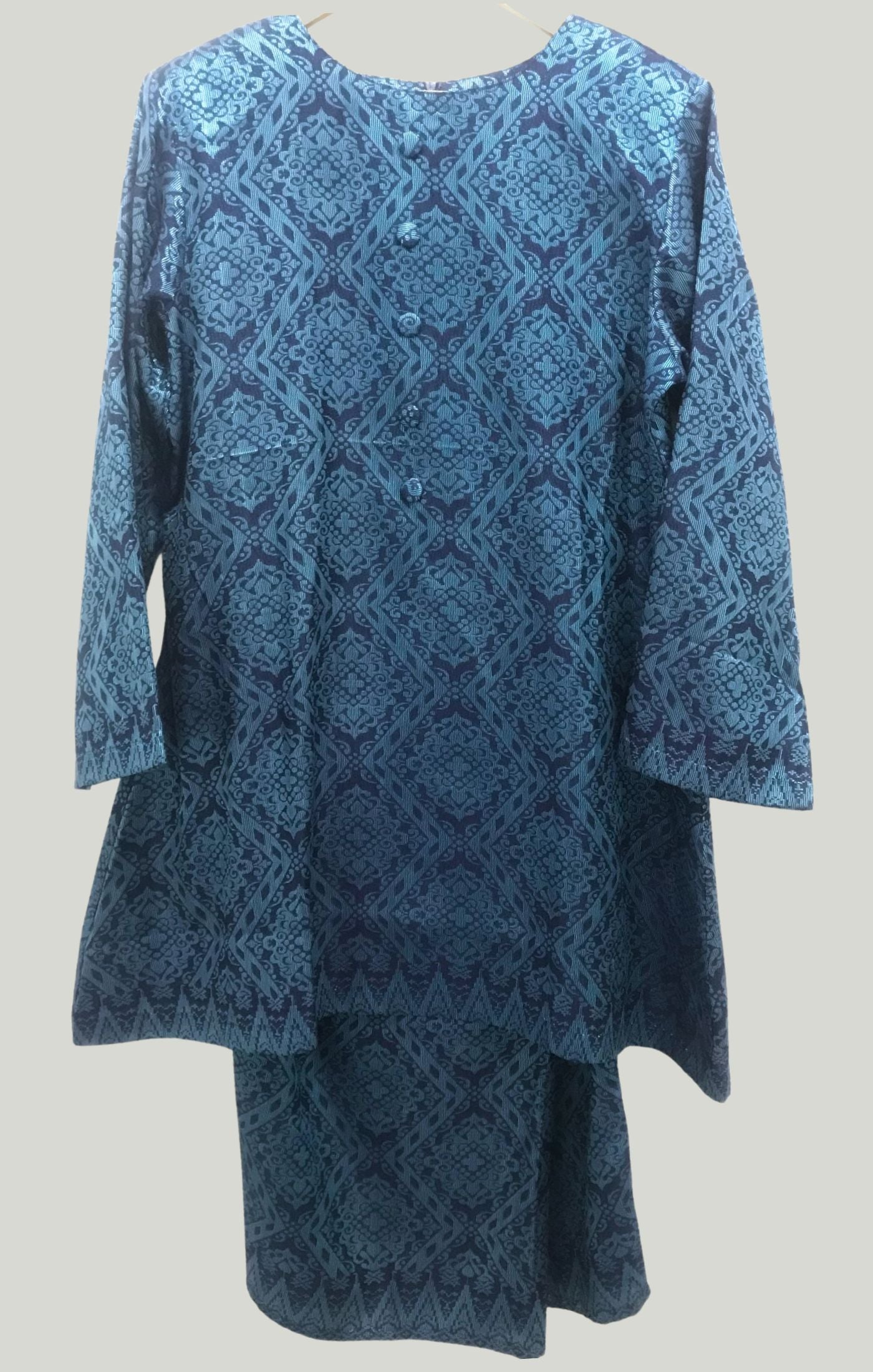 Rabai Kurung Riau Songket | Navy Blue Turqoise