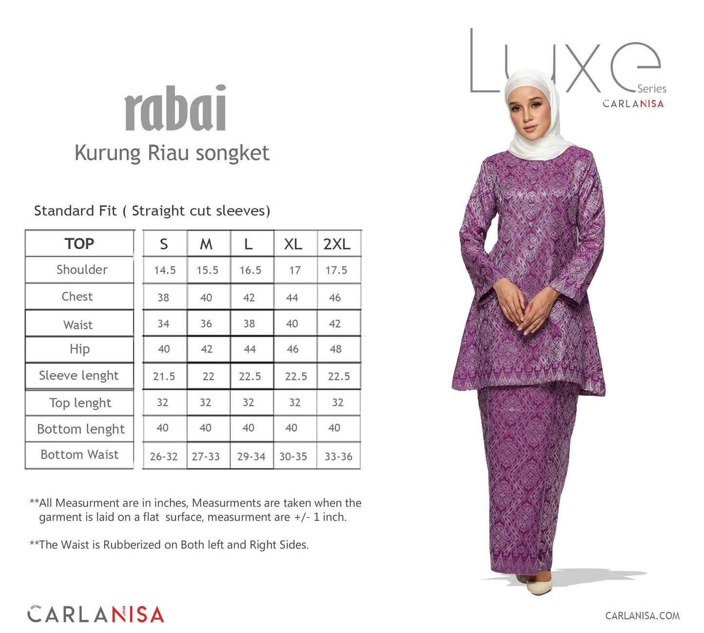 Rabai Kurung Riau Songket | Khaki Silver