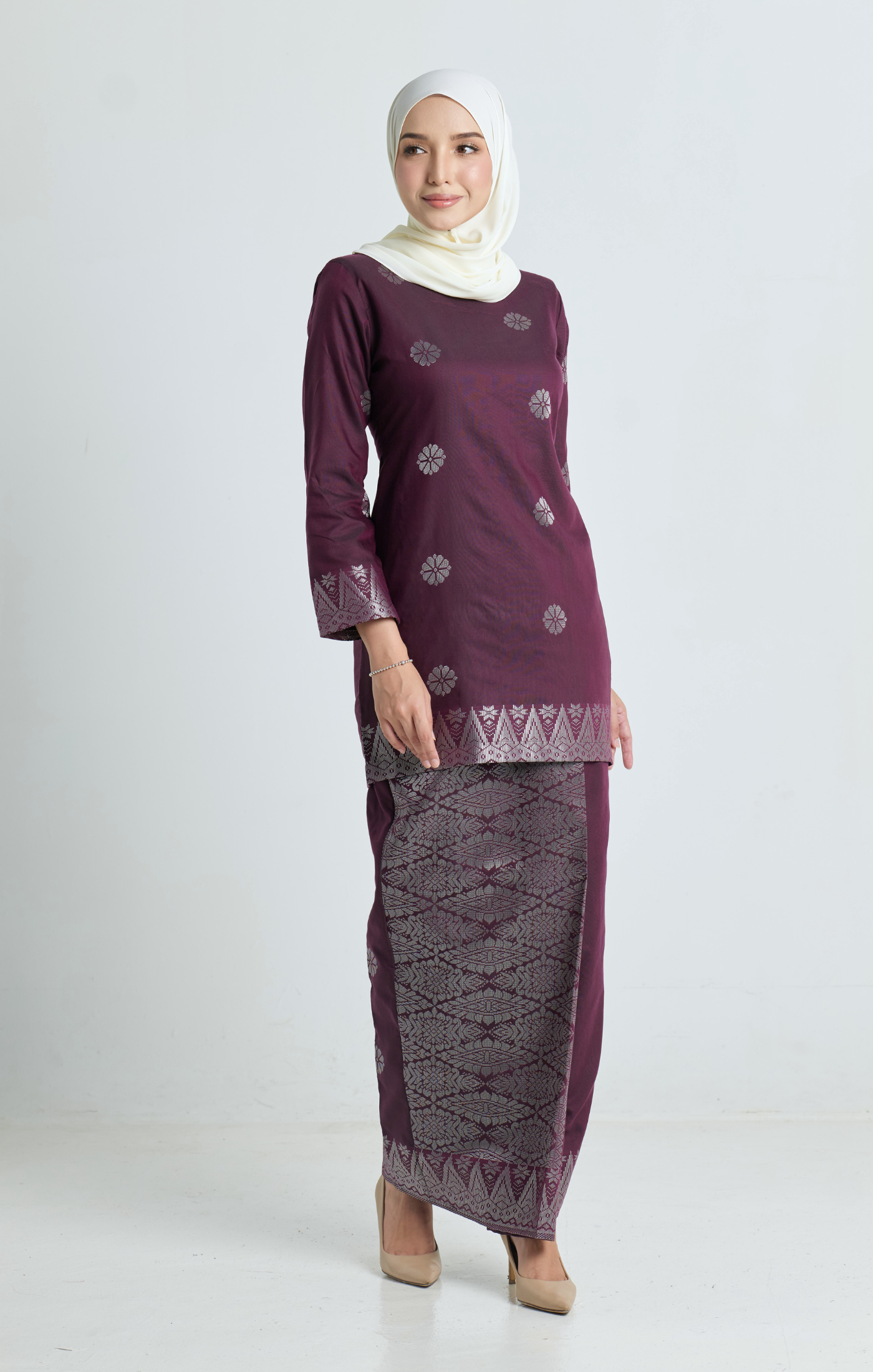 Riza Kurung Moden | Magenta Silver