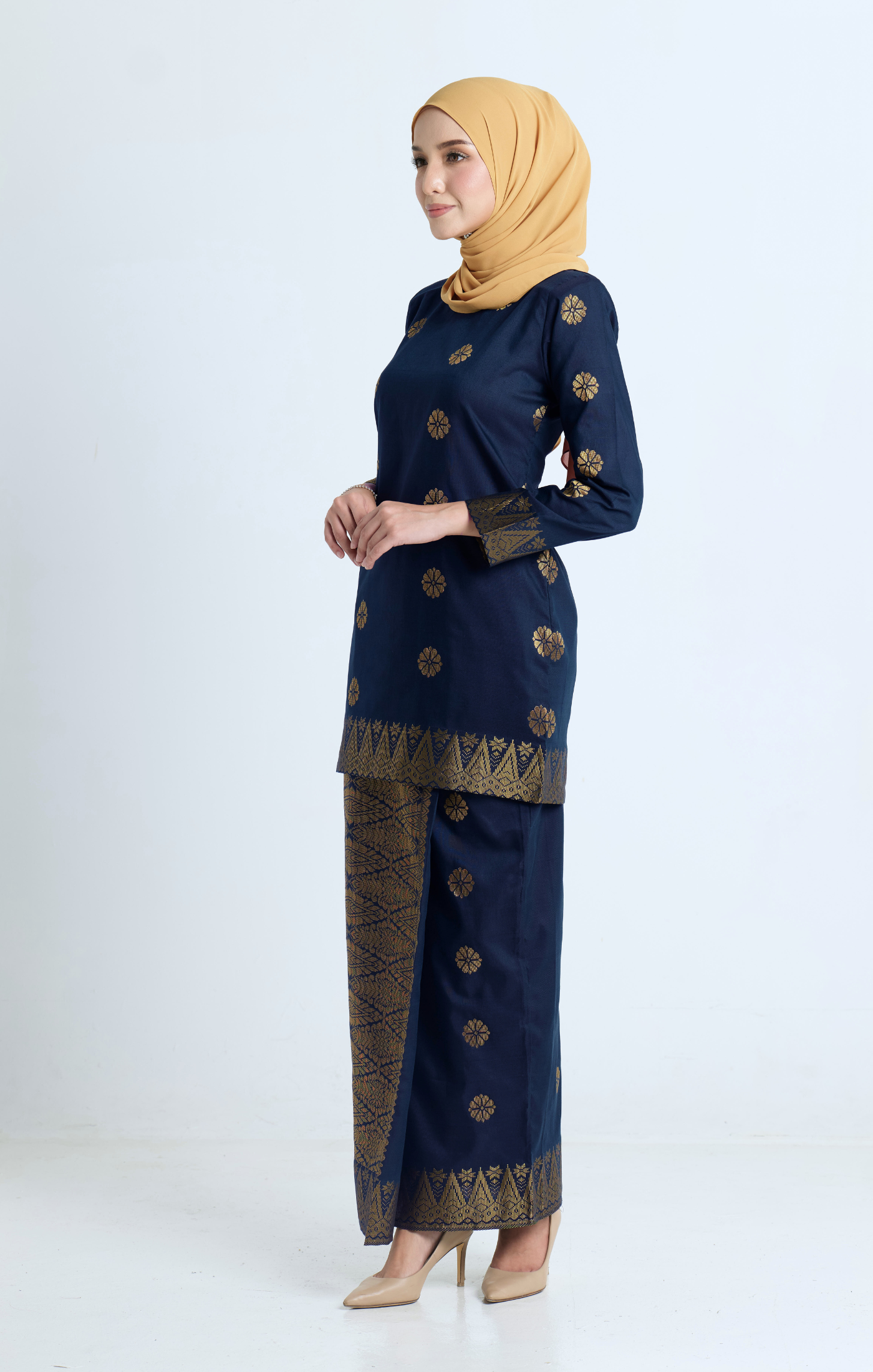 Riza Kurung Moden | Blue Black Gold