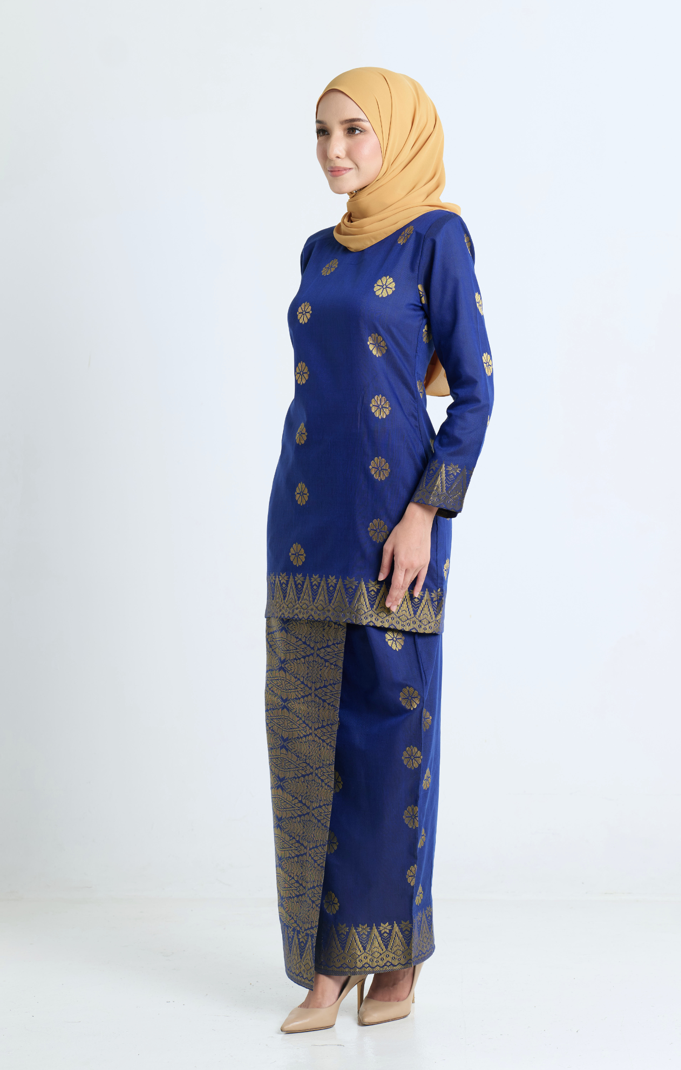 Riza Kurung Moden | Royal Blue Gold