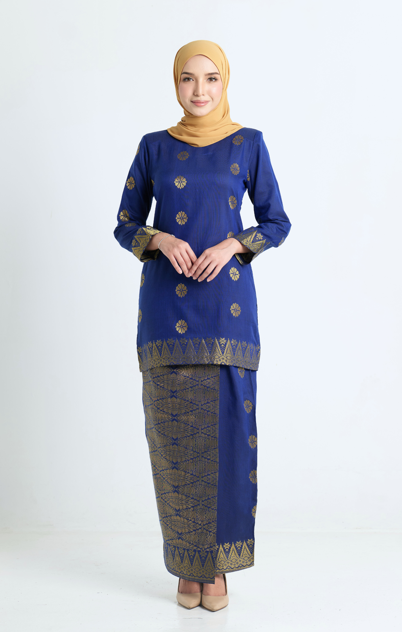 Riza Kurung Moden | Royal Blue Gold