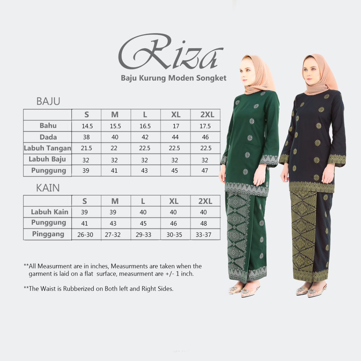 Riza Kurung Moden | Dark Emerald Green Silver