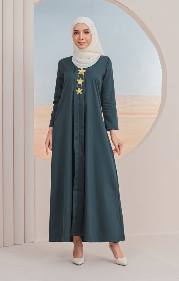 Rubi Jubah Kebarung Klasik | Dark Emerald Green