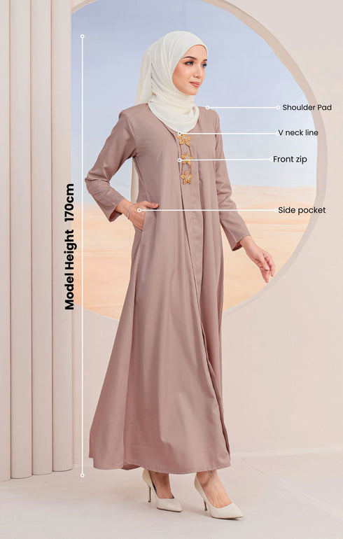 Rubi Jubah Kebarung Klasik | Light Coffee