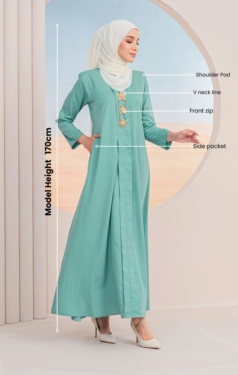 Rubi Jubah Kebarung Klasik | Sage Green