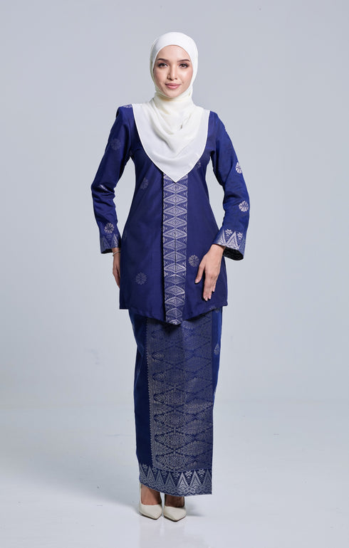 DEFECT SEROJA KEBAYA | NAVY BLUE SILVER