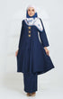 Model wearing Kebarung Klasik Navy Blue displaying overall styling and drape