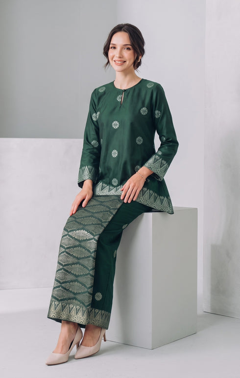 ARYANA KURUNG KEDAH | DARK EMERALD GREEN SILVER