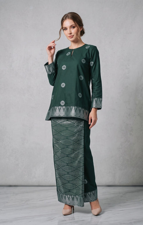 ARYANA KURUNG KEDAH | DARK EMERALD GREEN SILVER