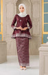 Aryana Kurung Kedah | Dark Maroon Silver