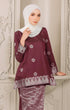 Aryana Kurung Kedah | Dark Maroon Silver