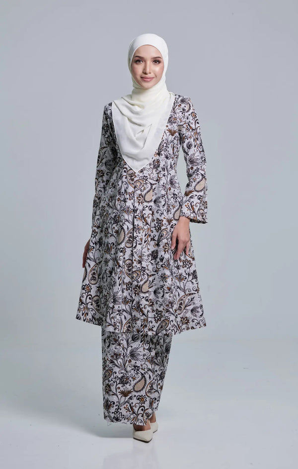 Baju kebarung Pasley | White Brown