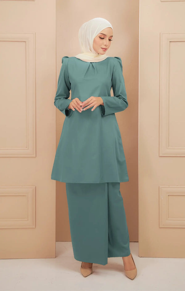 Dahlia Kurung Riau Plain | Dusty Green
