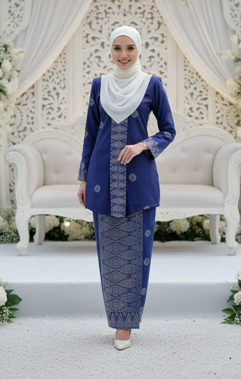 DEFECT-Seroja Kebaya | Royal Blue Silver