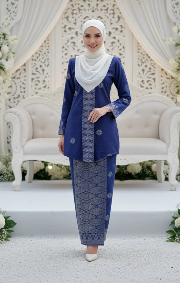 DEFECT-Seroja Kebaya | Royal Blue Silver