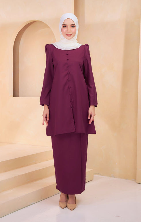 Delisa 2.0 Kurung Riau Plain | Magenta