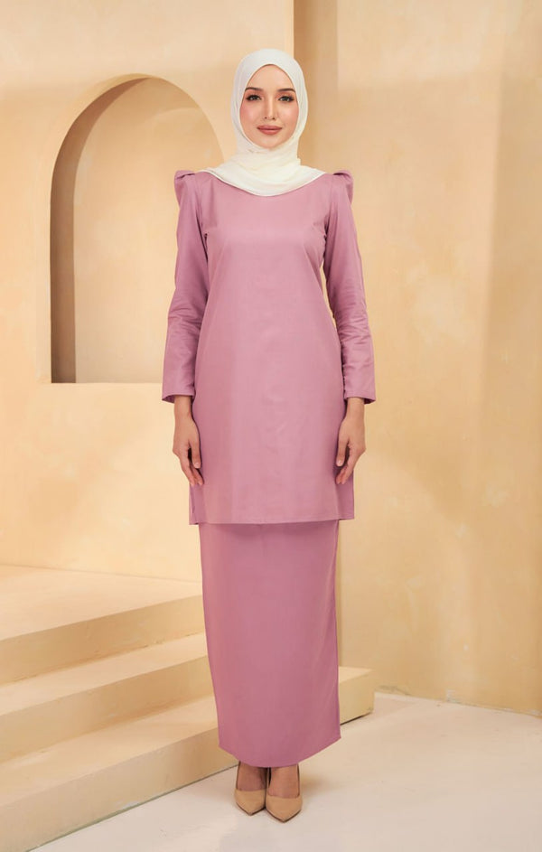 Kuntum Kurung Moden Plain | Dusty Pink