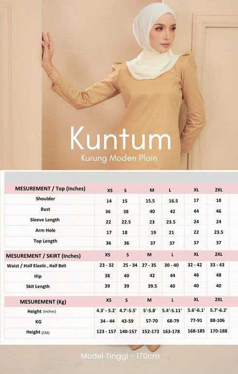 Kuntum Kurung Moden Plain | Teal Blue