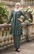 Front view Liyana 2.0 Kebarung Linen Emerald Green Stripe showing kebarung design