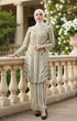 Model wearing Liyana 2.0 Kebarung Linen Nude Stripe D5-2