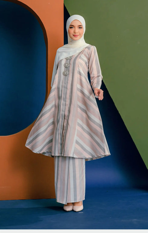 Liyana Kebarung Linen | Dusty Peach Stripe