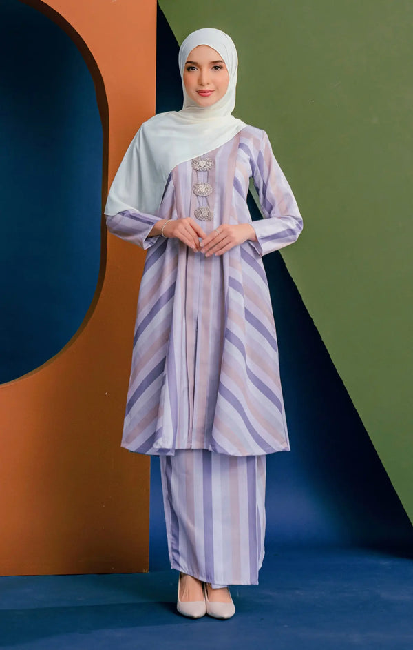 Liyana Kebarung Linen | Dusty Purple Stripe