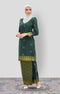 Riza 2.0 Kurung Moden Emerald Green Gold front view
