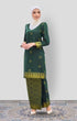 Riza 2.0 Kurung Moden Emerald Green Gold front view