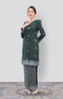 Riza 2.0 Kurung Moden Emerald Green Silver front view