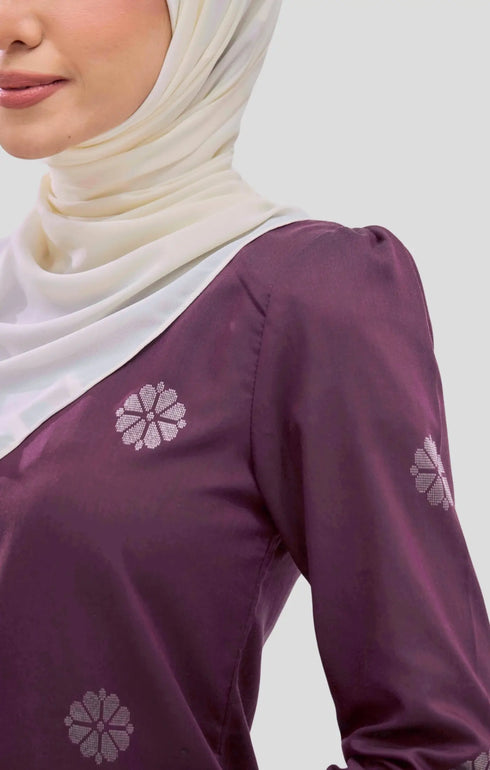 Riza 2.0 Kurung Moden Songket in Magenta Silver by Carlanisa 2