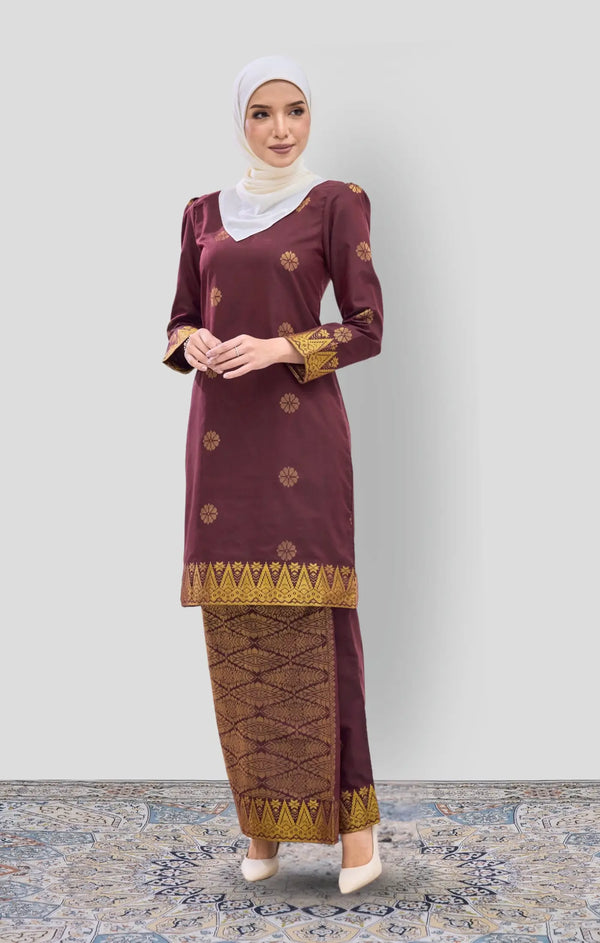 RIZA 2.0 KURUNG MODEN | MAROON GOLD