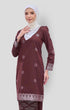 Riza 2.0 Kurung Moden Maroon Silver side angle outfit look
