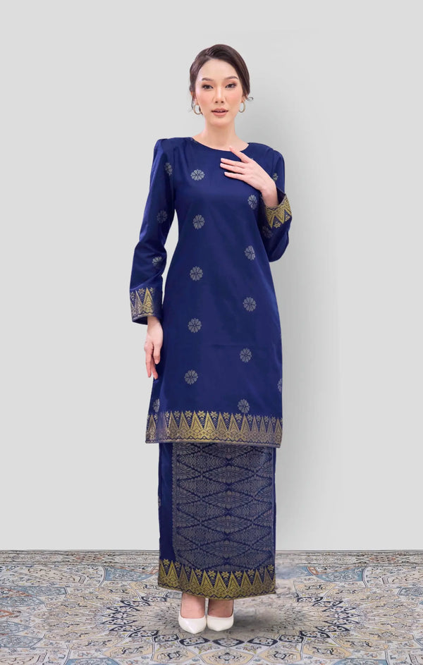 Riza 2.0 Kurung Moden Songket in Royal Blue Gold by Carlanisa 1