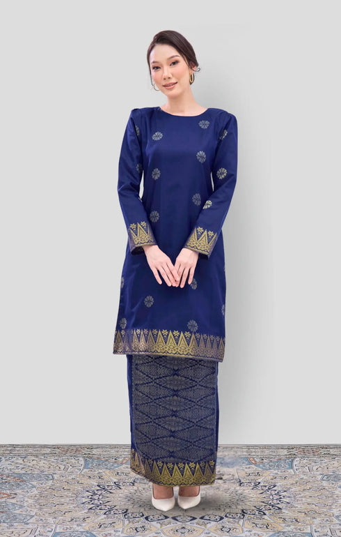 Riza 2.0 Kurung Moden Songket in Royal Blue Gold by Carlanisa 5