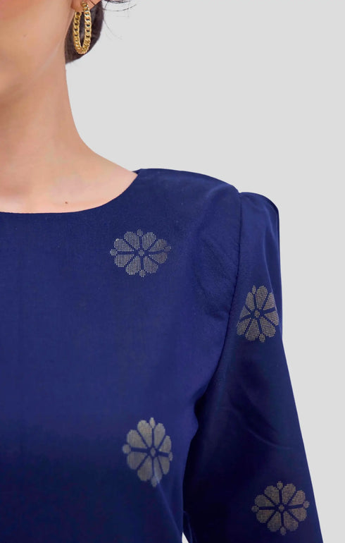Riza 2.0 Kurung Moden Songket in Royal Blue Gold by Carlanisa 2