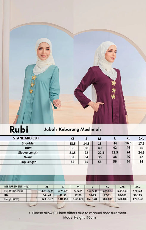 Rubi Jubah Kebarung Klasik | Dark Purple
